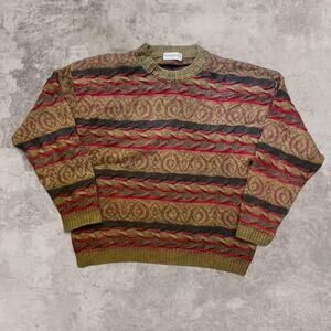 Gianni Bugli Milano Mohair Wool Sweater Coogi Style Italy XL Quiet Luxury 56 Red
